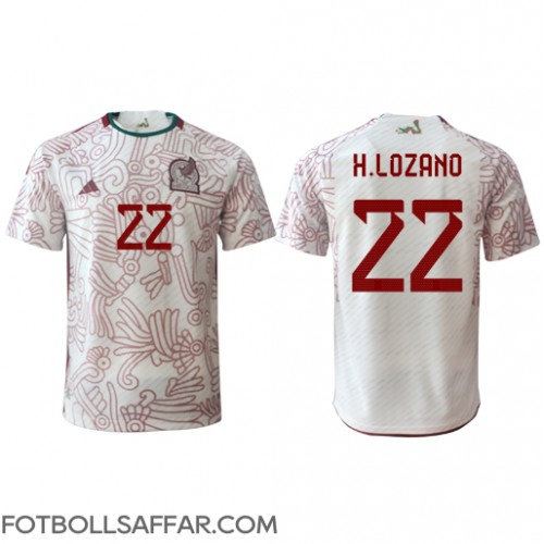 Mexiko Hirving Lozano #22 Bortatröja VM 2022 Kortärmad